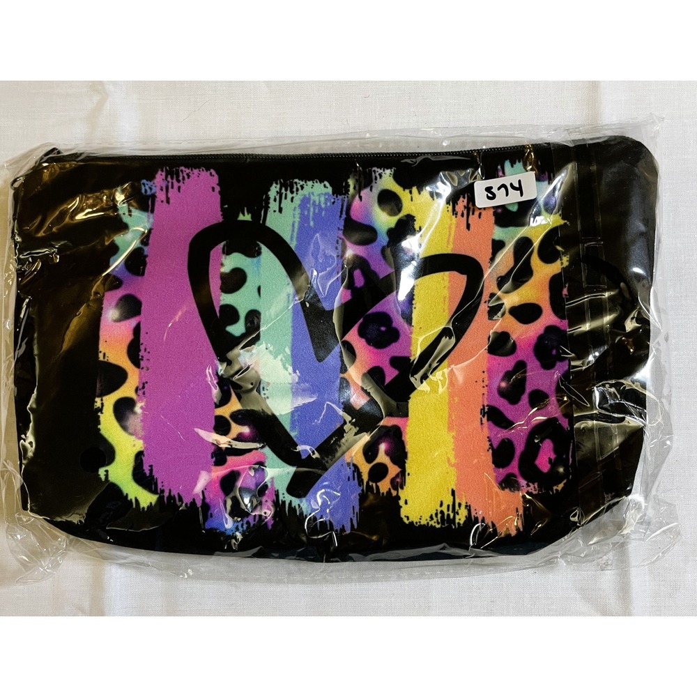 The‎ Pouch Makeup Bag Womens Small Multicolor New Rainbow Heart Leopard Pouch